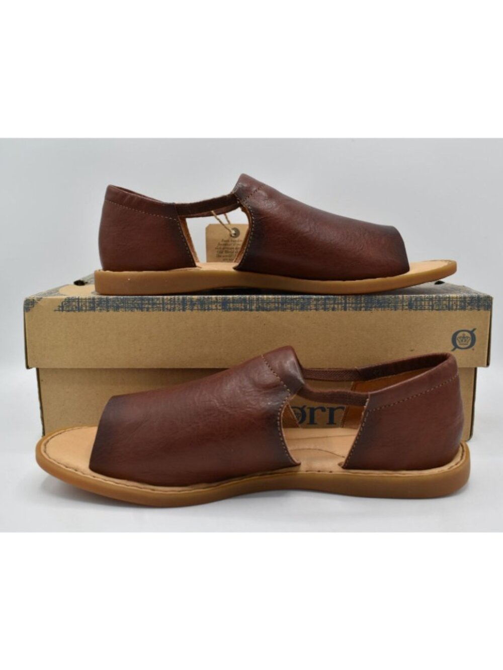 Born Women 8 Cove Modern Dark Tan Bourbon Full Grain Leather Sandals Shoes Flats - Picture 9 of 11